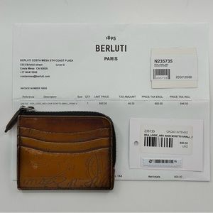 Berluti Koa Logic Scritto Leather Zipped Card Holder N235735